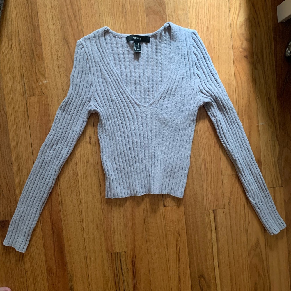 Grey Ribbed Forever 21 Sweater
